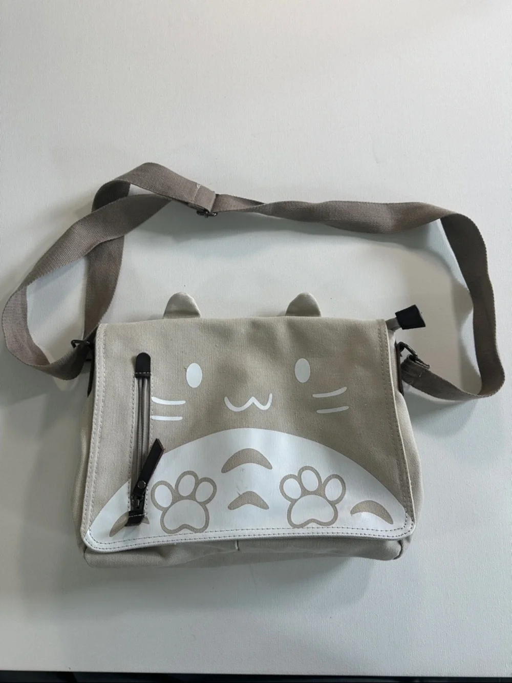 Canvas Cute Cat Kitty Messenger Bag Girls Crossbody Bag Shoulder Bag